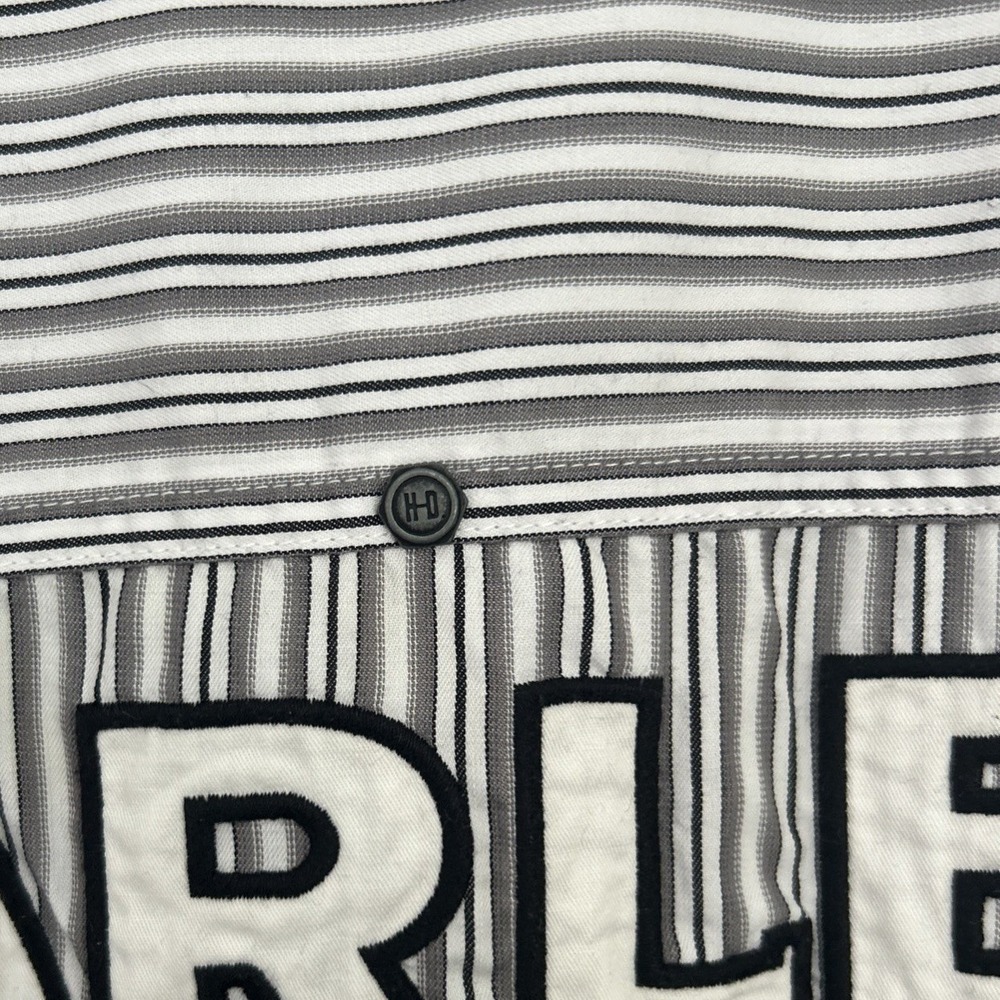 Harley Davidson Men's Black White Striped Button-Down Shirt Embroidered XL - Picture 6 of 11